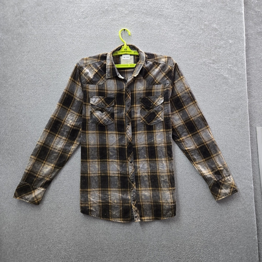 BKE Men Button Up Shirt XL Gray Plaid Flannel Vintage Grunge Long Sleeve - Picture 1 of 8